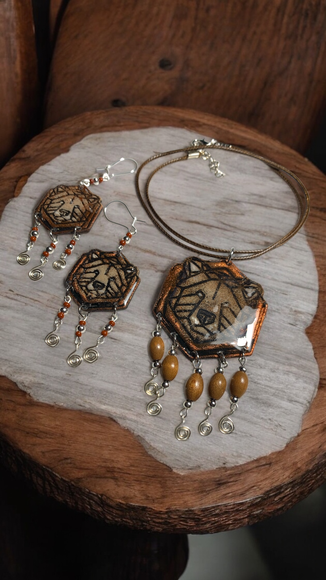 Bear jewelry set - Medve nyaklánc és fülbevaló szet - Image 2